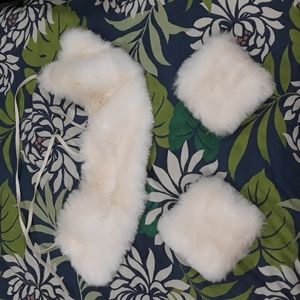 Fuzzy mini stole and hand warmers